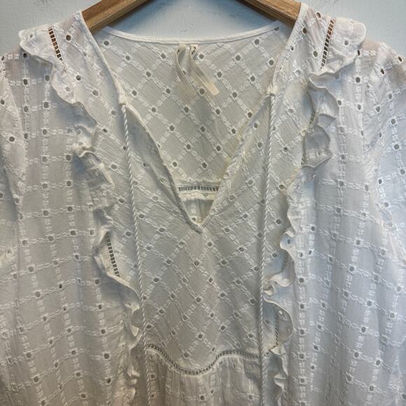 Anthropologie Sz 8 Thames White Eyelet Ruffle Peasant Dress Boho Cottage Prairie - Picture 4 of 13